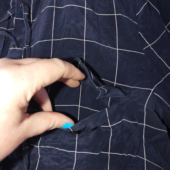 Madewell Women S NavyBlue Silk LaceUp Popover Luxury RichGirl Blouse Style-f5658 - Picture 6 of 12